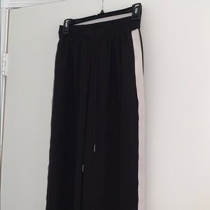 Black Flowy Pants with White Stripe